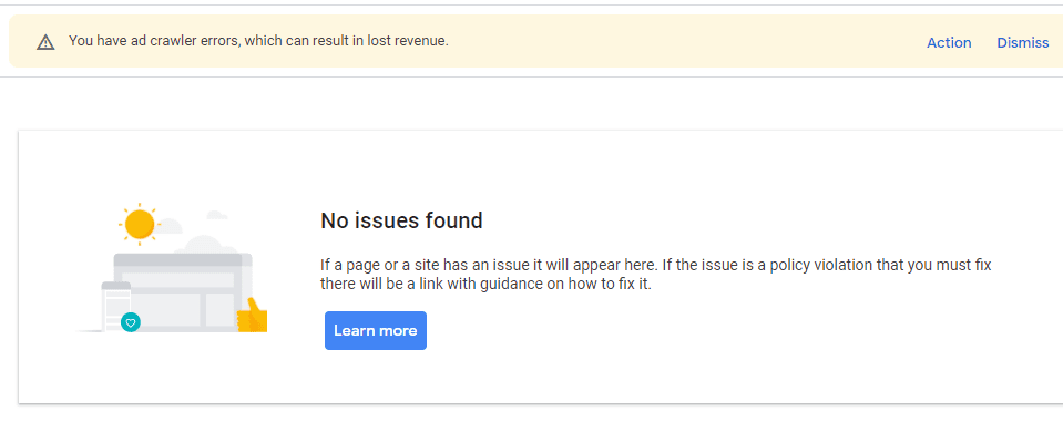 You have ad crawler errors, which can result in lost revenue how to fix