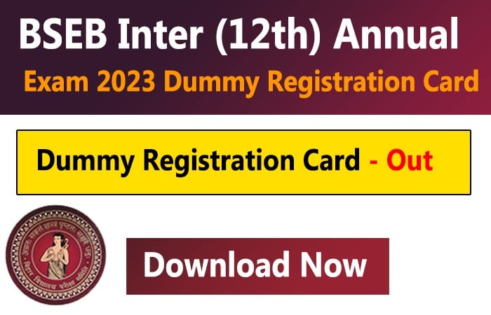 BSEB Inter Dummy Registration Card 2023