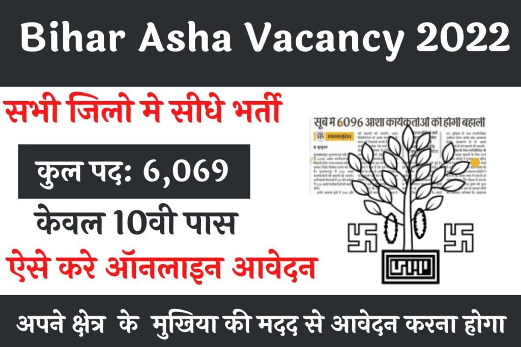Bihar Asha Recruitment 2022, बिहार आशा भर्ती 2022