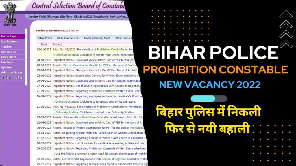 Bihar Police Prohibition Constable New Vacancy 2022