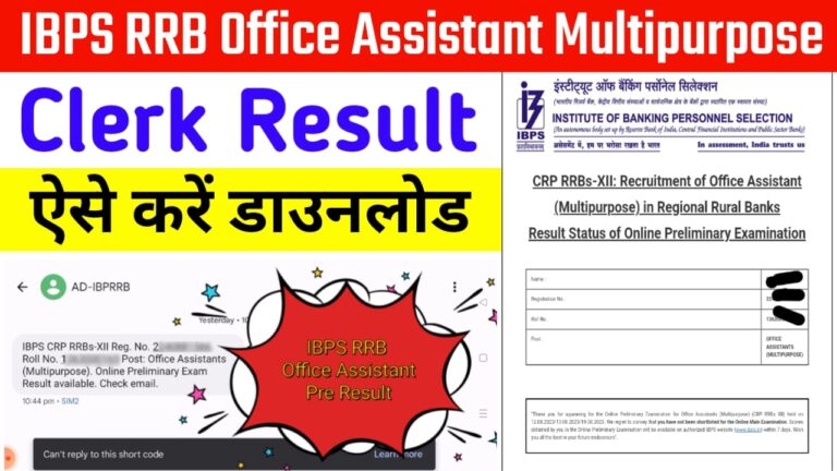 IBPS RRB Office Assistant Result 2023 IBPS RRB Clerk Pre Result 2023 Out ऐस कर चक INDIA